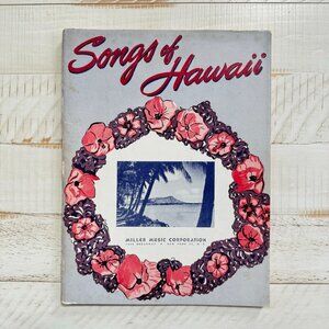 Vintage 1950s Hawaiian Sheet Music Book, Songs Of Hawaii Luau Party Miller Music